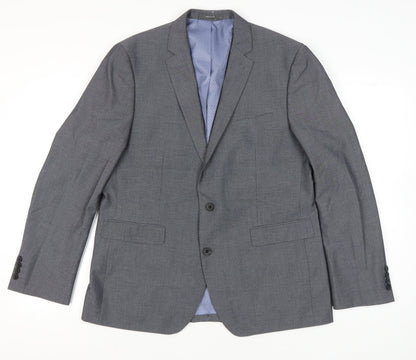 Primark Mens Grey Blazer Jacket Regular Fit Size 44R Smart Formal