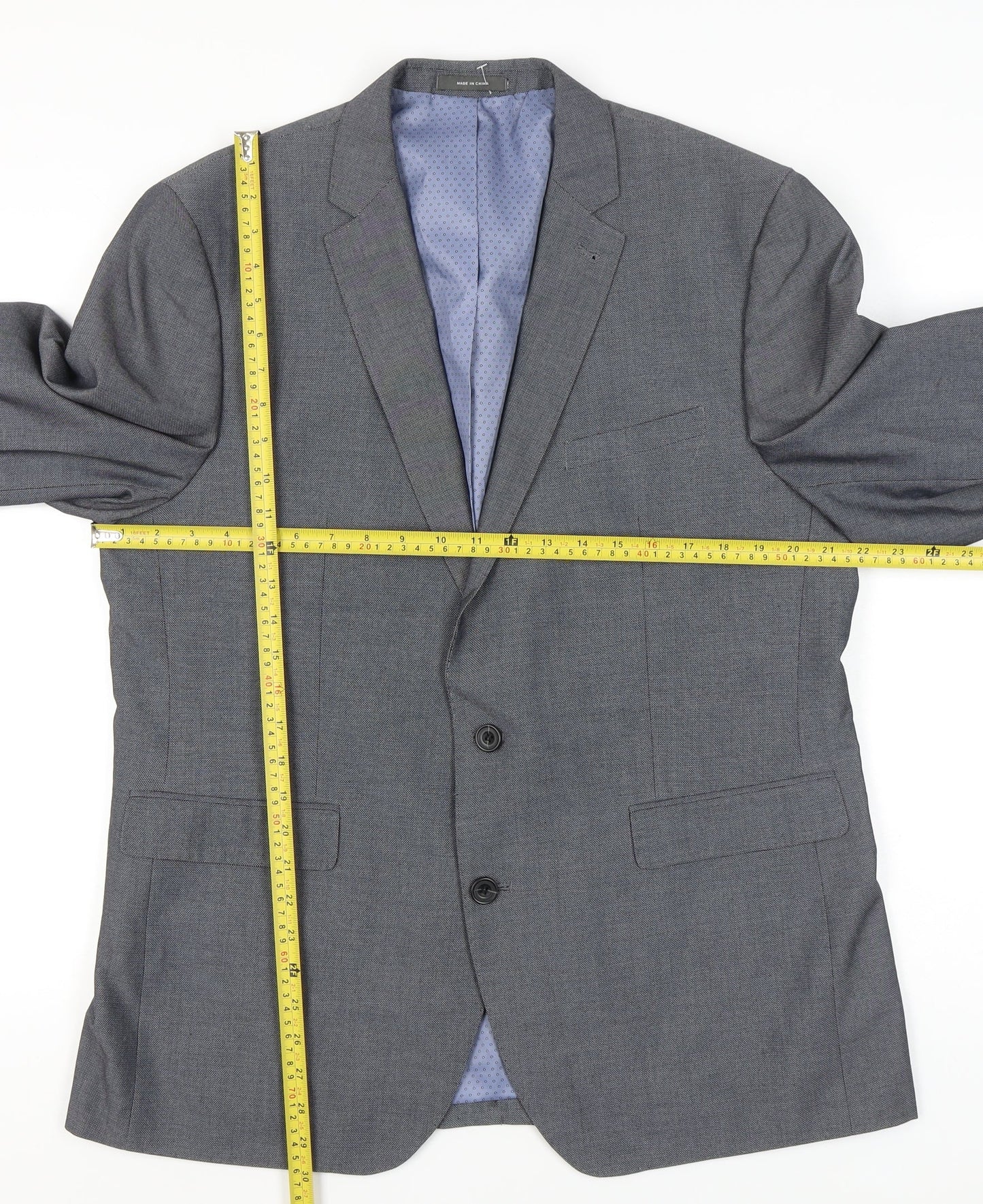 Primark Mens Grey Blazer Jacket Regular Fit Size 44R Smart Formal