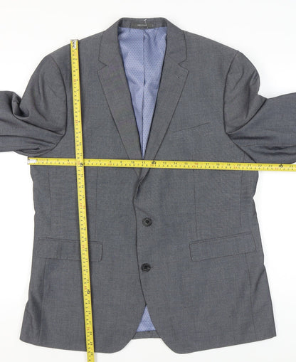 Primark Mens Grey Blazer Jacket Regular Fit Size 44R Smart Formal