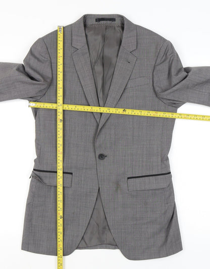 Topman Mens Grey Suit Jacket Blazer 36 Chest Classic Notch Lapel