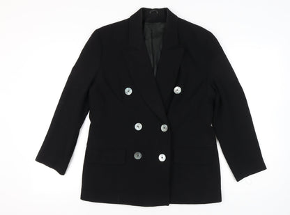 J. Taylor Womens Black Wool Double-Breasted Blazer Size 12