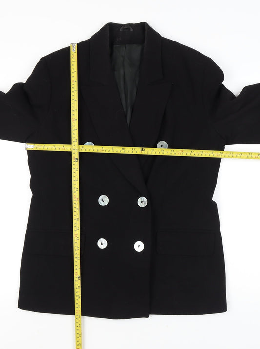 J. Taylor Womens Black Wool Double-Breasted Blazer Size 12