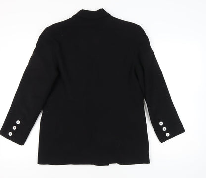 J. Taylor Womens Black Wool Double-Breasted Blazer Size 12