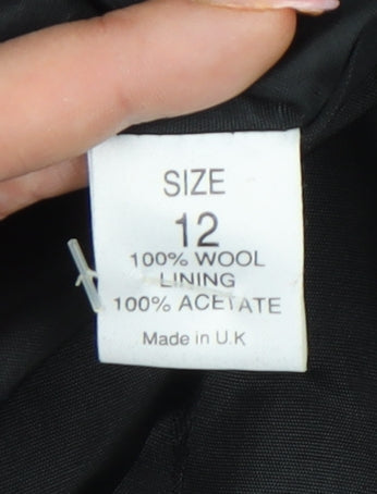 J. Taylor Womens Black Wool Double-Breasted Blazer Size 12