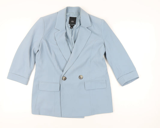 River Island Women Blue Petite Blazer Size 8 Double Breasted