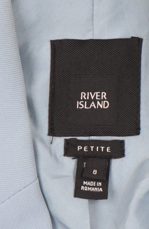River Island Women Blue Petite Blazer Size 8 Double Breasted