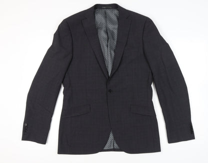Next Men’s Grey Wool Blend Blazer Jacket 40 Long Single Breasted