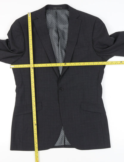 Next Men’s Grey Wool Blend Blazer Jacket 40 Long Single Breasted