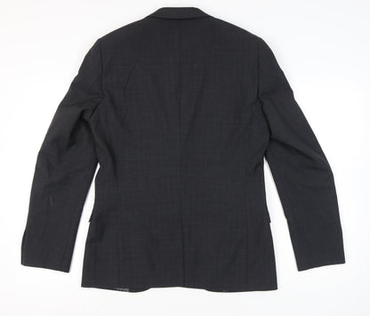Next Men’s Grey Wool Blend Blazer Jacket 40 Long Single Breasted
