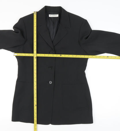 Planet Womens Black Size 12 Regular Fit Three-Button Suit Jacket