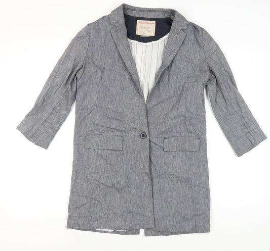 Cartonnier Womens Grey Linen Blend Blazer Jacket Size S