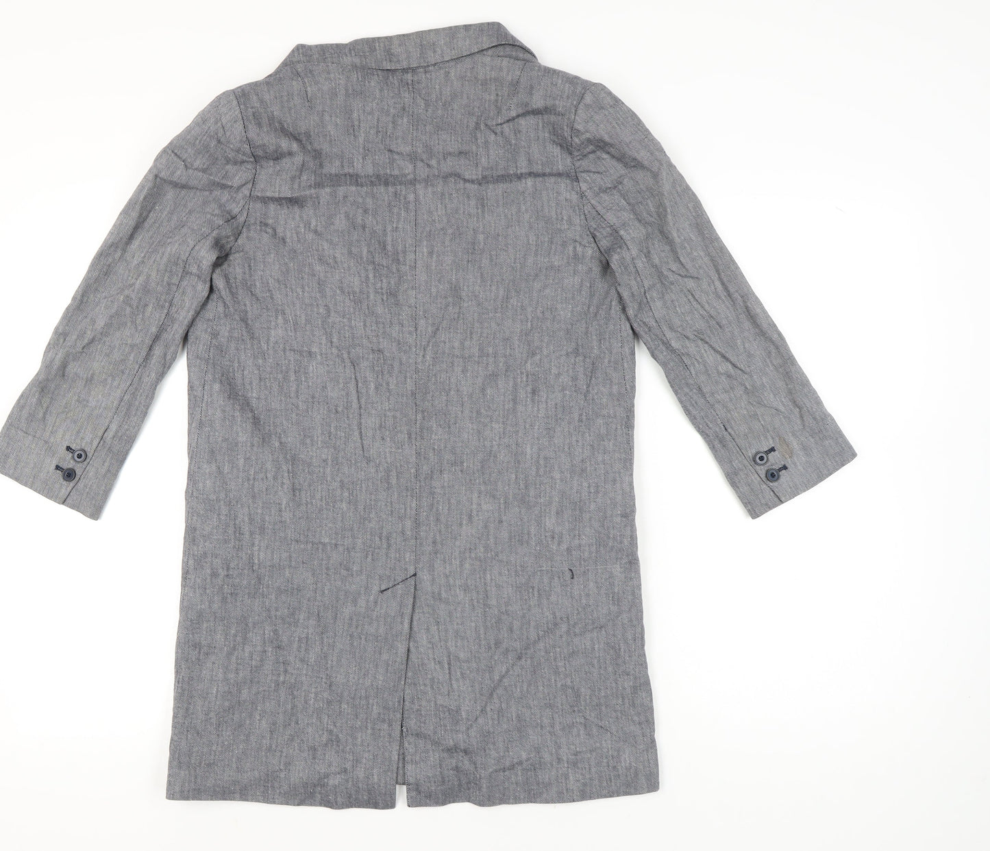 Cartonnier Womens Grey Linen Blend Blazer Jacket Size S