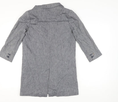 Cartonnier Womens Grey Linen Blend Blazer Jacket Size S