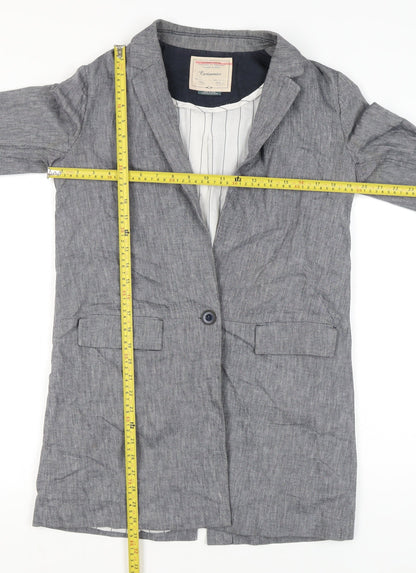 Cartonnier Womens Grey Linen Blend Blazer Jacket Size S
