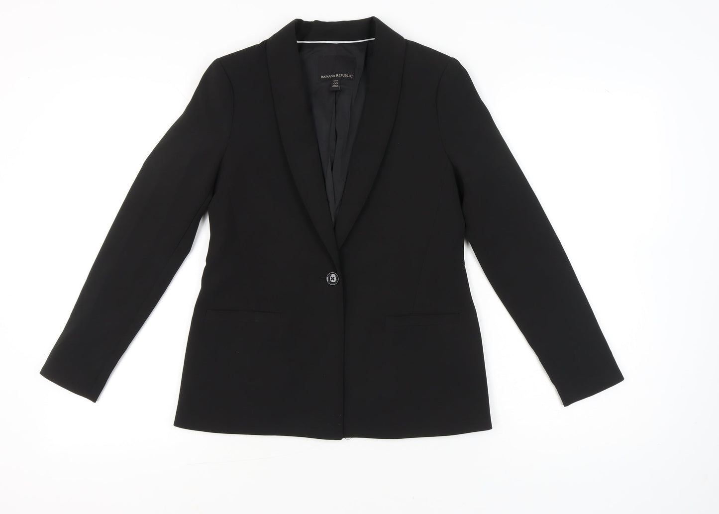 Banana Republic Women Black Petite 2XS Slim Fit One-Button Blazer
