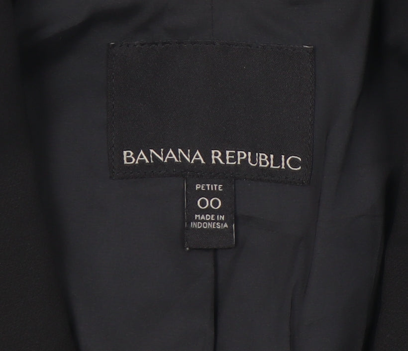 Banana Republic Women Black Petite 2XS Slim Fit One-Button Blazer
