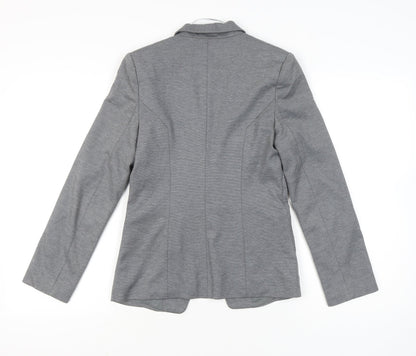 Oasis Women’s Grey Blazer Jacket Size 8 Regular Fit Notch Lapel