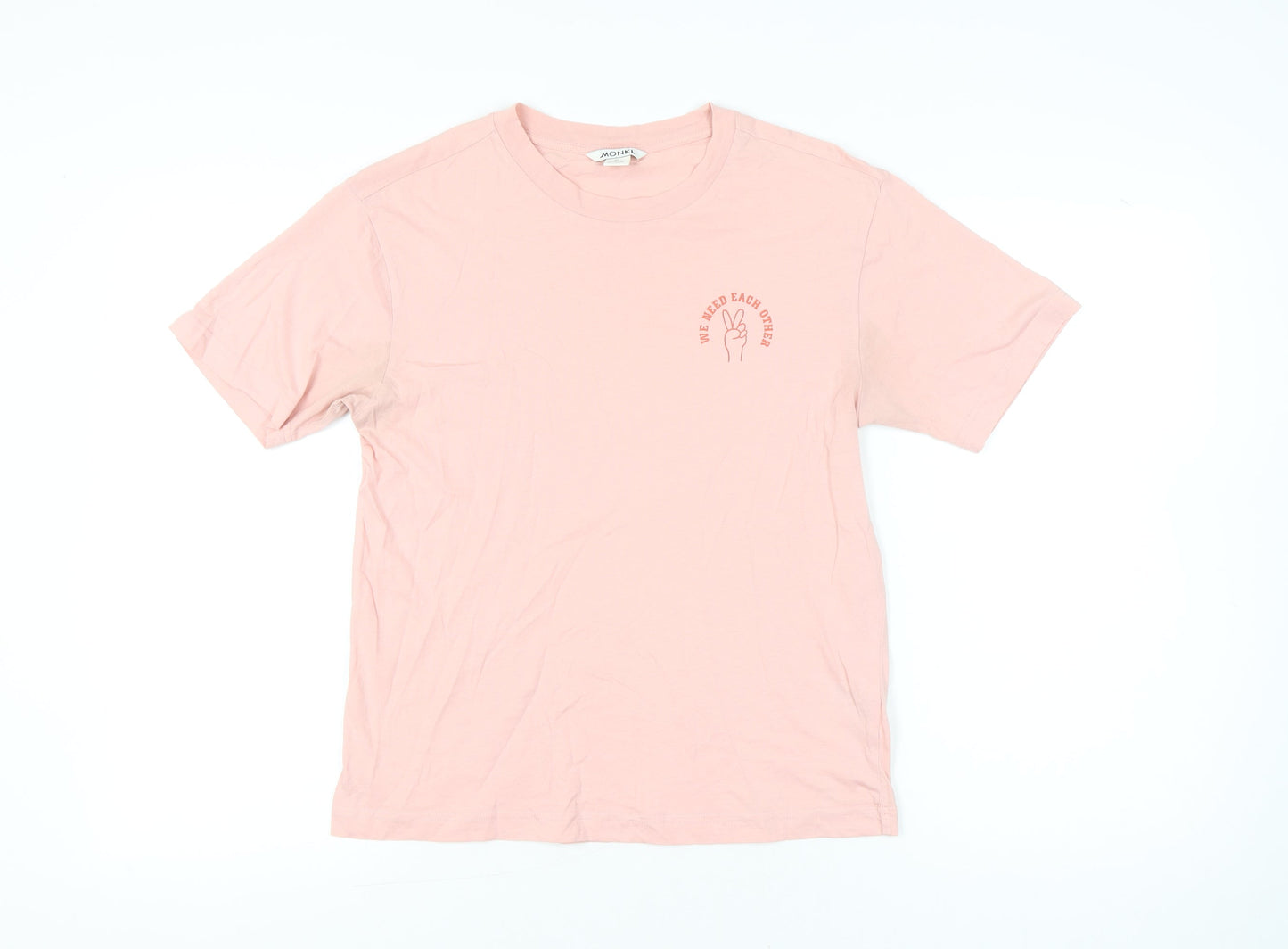 Womens UK Size XS Monki Pink Basic T-Shirt