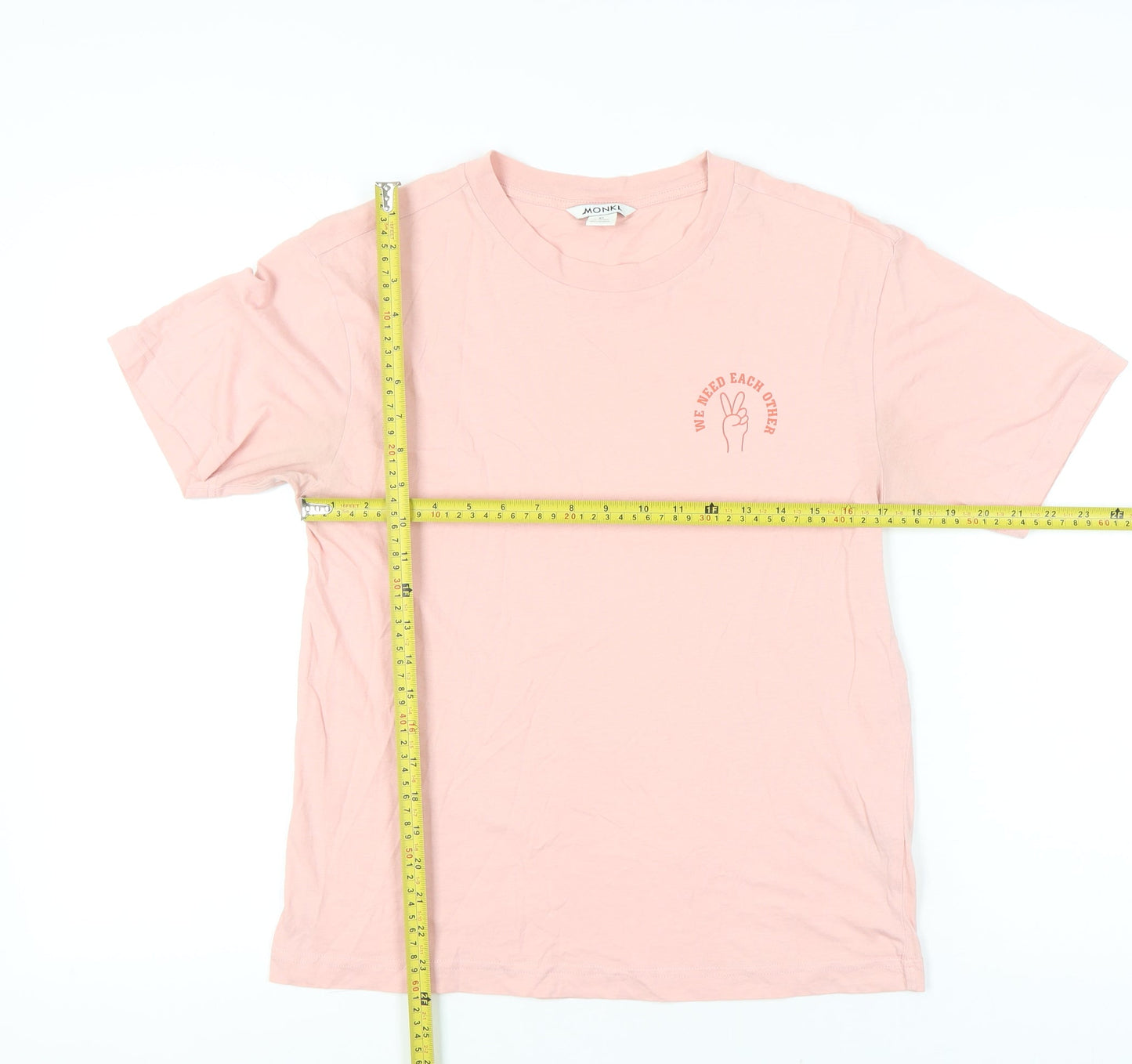 Womens UK Size XS Monki Pink Basic T-Shirt