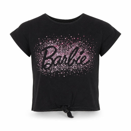 Barbie Girls Black Glitter Logo T-Shirt 9-10 Years Short Sleeve Casual