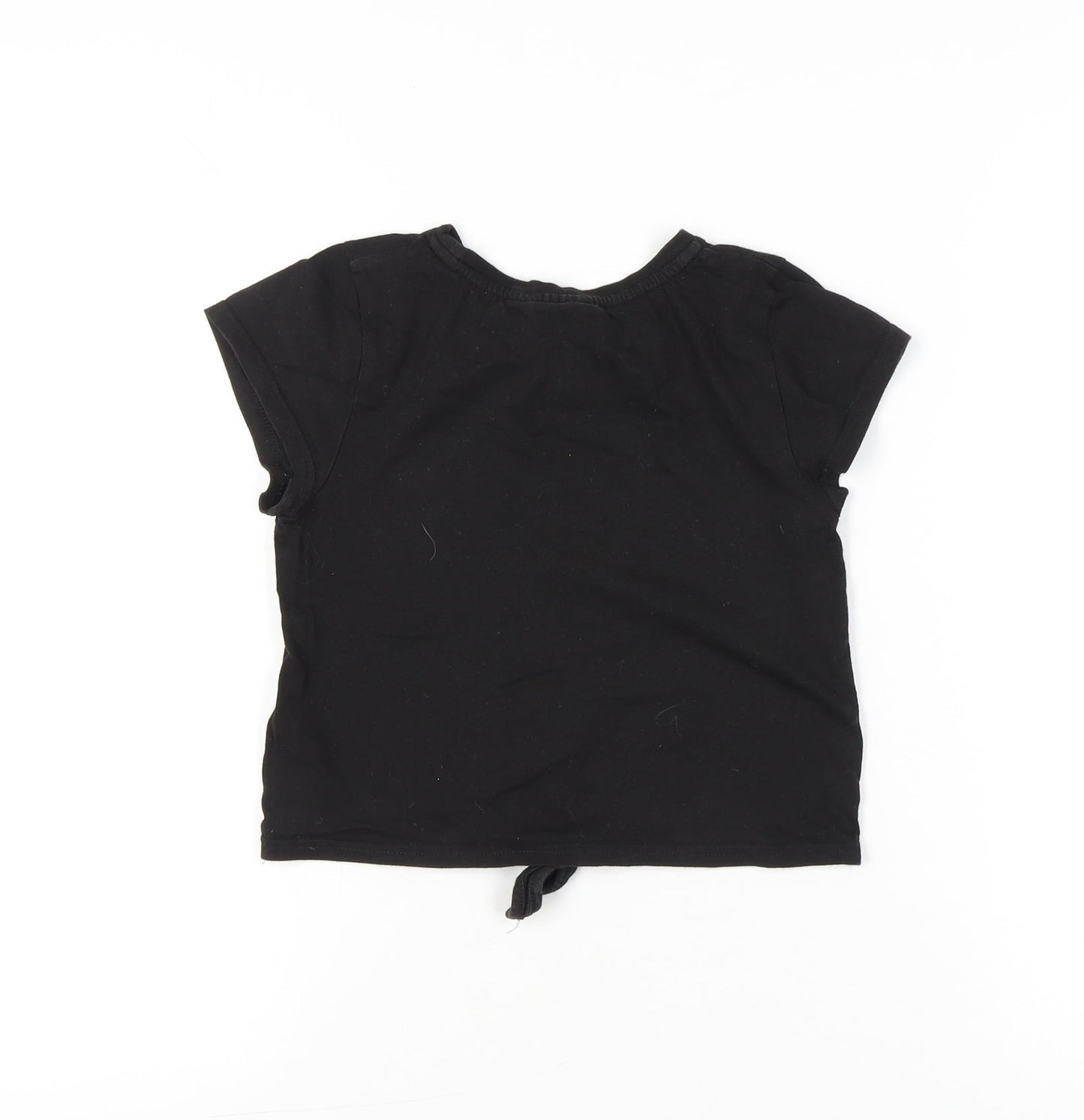 Barbie Girls Black Glitter Logo T-Shirt 9-10 Years Short Sleeve Casual