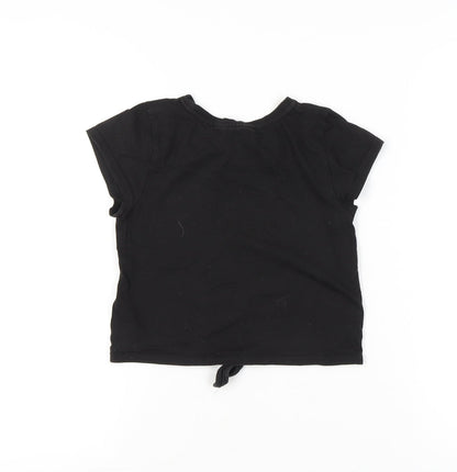 Barbie Girls Black Glitter Logo T-Shirt 9-10 Years Short Sleeve Casual