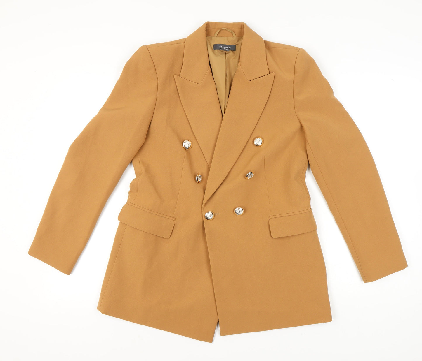 Primark Women Brown Size 12 Double Breasted Blazer Jacket