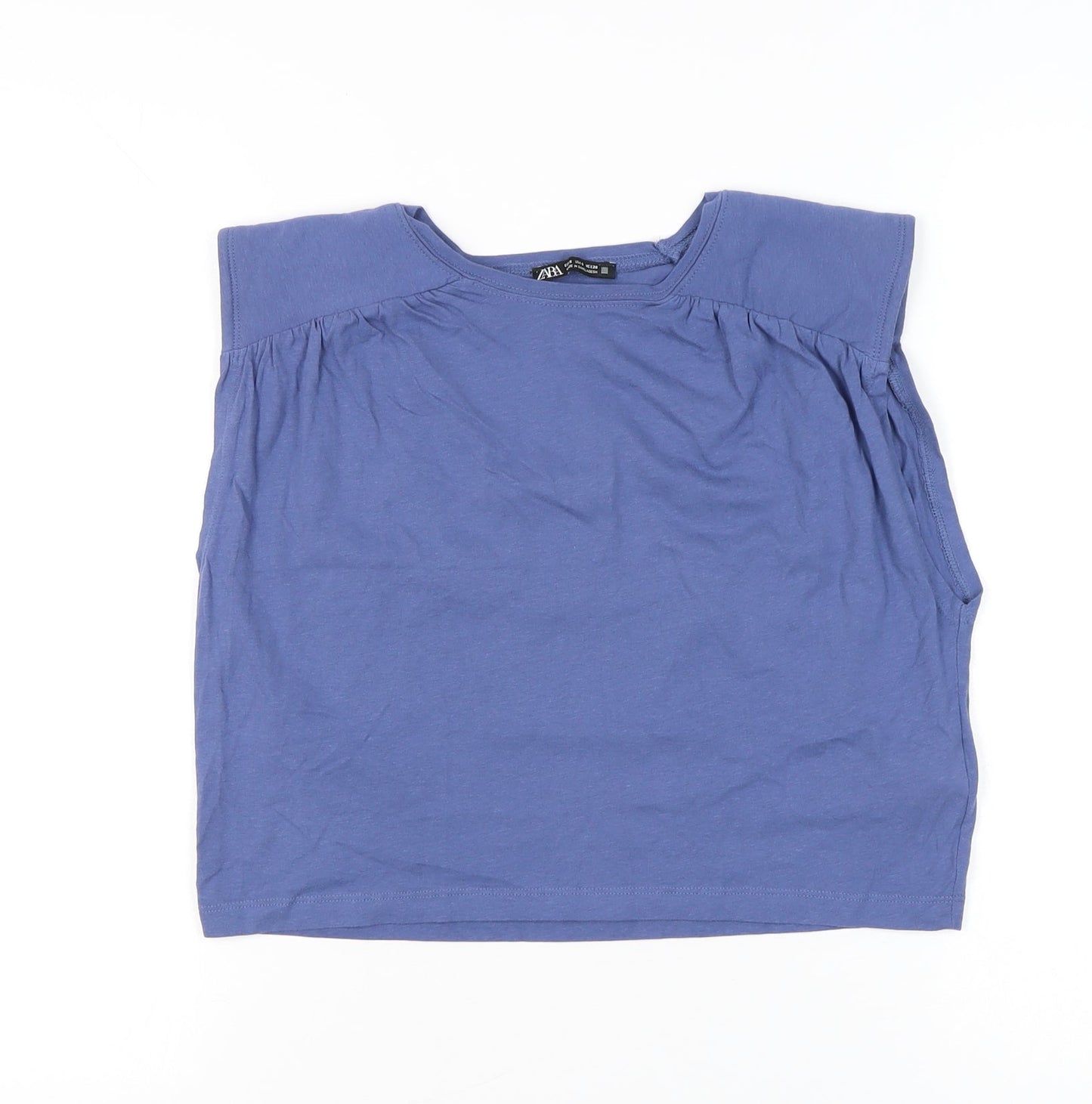 Womens UK Size S Zara Blue Basic Blouse