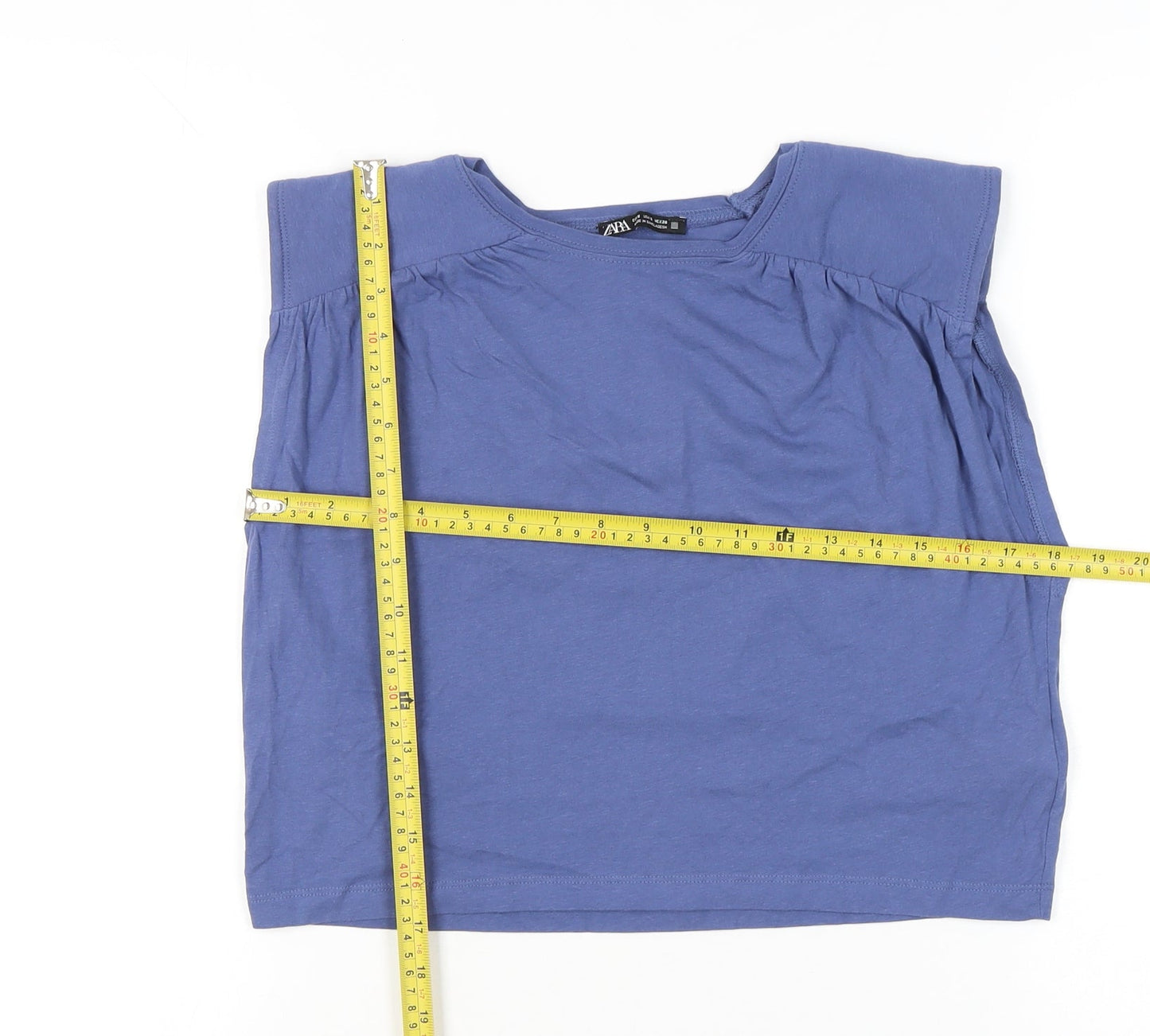 Womens UK Size S Zara Blue Basic Blouse
