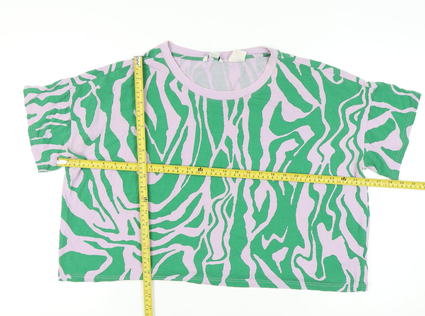 Womens UK Size L Monki Green Cropped T-Shirt