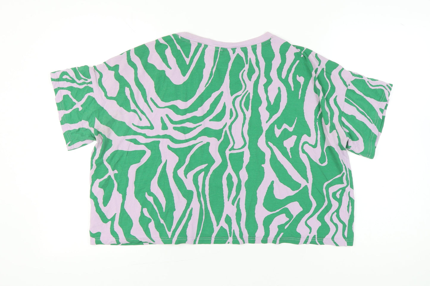 Womens UK Size L Monki Green Cropped T-Shirt