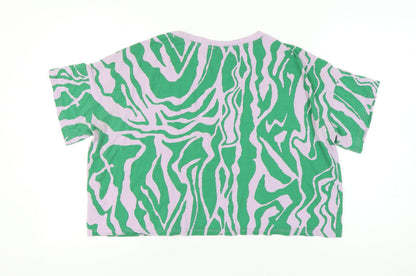 Womens UK Size L Monki Green Cropped T-Shirt