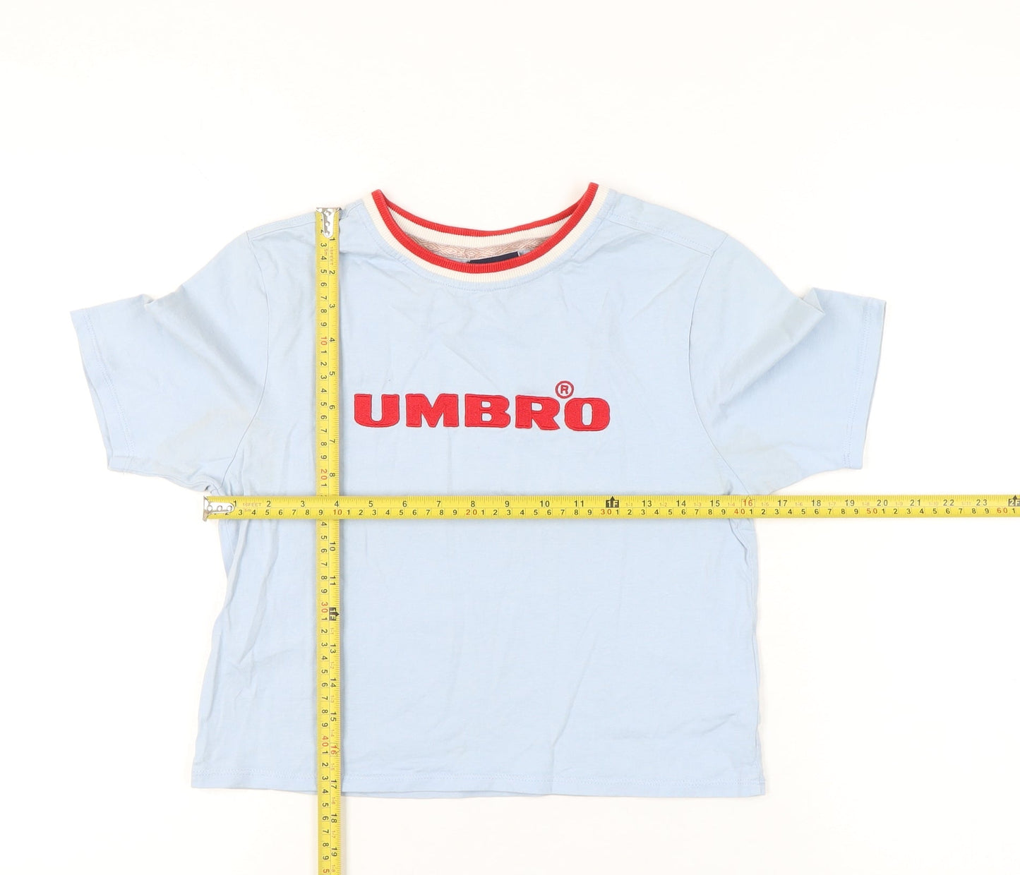 Womens UK Size S Umbro Blue Ringer T-Shirt