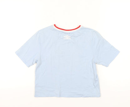 Womens UK Size S Umbro Blue Ringer T-Shirt