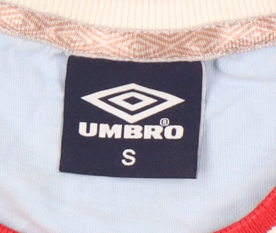 Womens UK Size S Umbro Blue Ringer T-Shirt