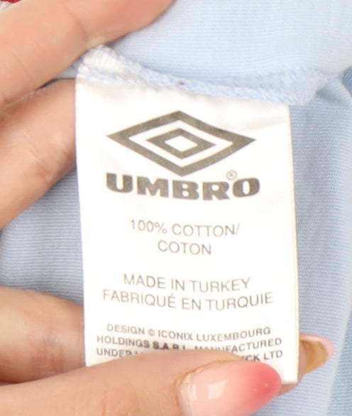 Womens UK Size S Umbro Blue Ringer T-Shirt