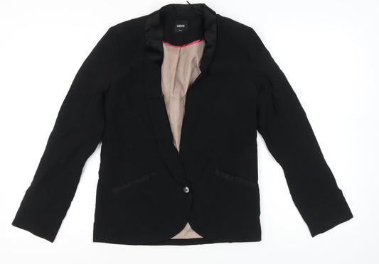 Oasis Women’s Black Blazer Size 8 Shawl Lapel One Button Jacket