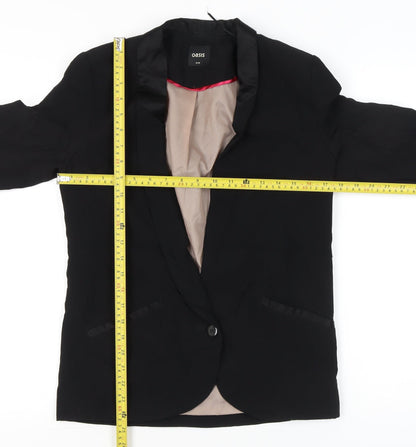 Oasis Women’s Black Blazer Size 8 Shawl Lapel One Button Jacket
