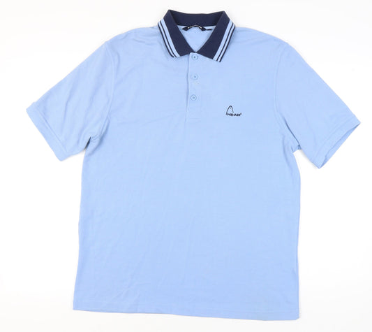 HEAD Mens Blue XL Polo Shirt Cotton Blend Short Sleeve Sports Casual