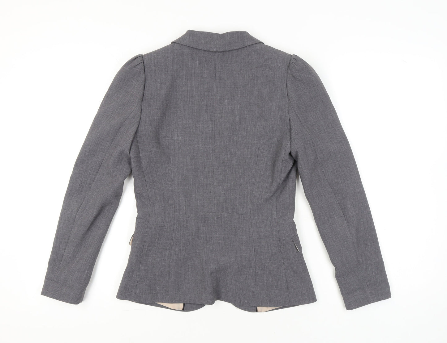 H&M Women Grey Blazer Jacket Size 10 Single-Breasted Workwear