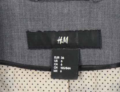 H&M Women Grey Blazer Jacket Size 10 Single-Breasted Workwear