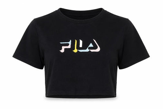 Womens UK Size M FILA Black Cropped T-Shirt