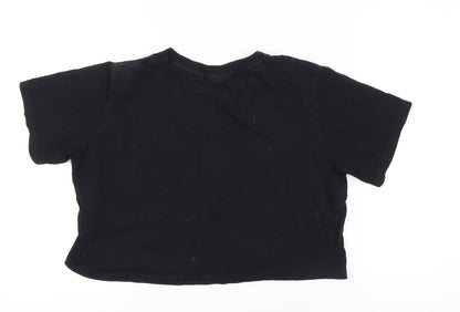 Fila Womens Black Cropped T-Shirt Crew Neck Size M Casual