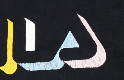 Fila Womens Black Cropped T-Shirt Crew Neck Size M Casual