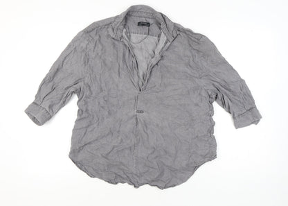 Womens UK Size XL Zara Grey Basic Button-Up