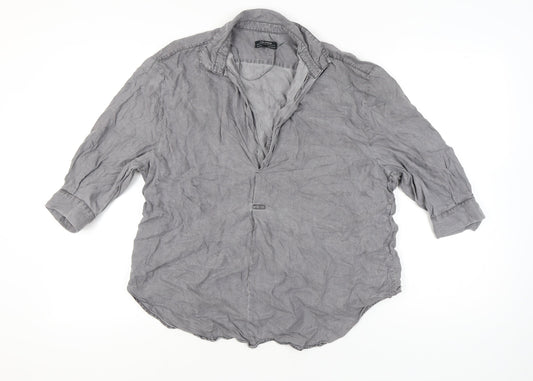 Womens UK Size XL Zara Grey Basic Button-Up