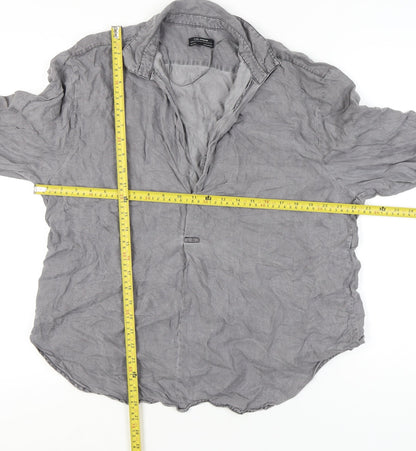 Womens UK Size XL Zara Grey Basic Button-Up