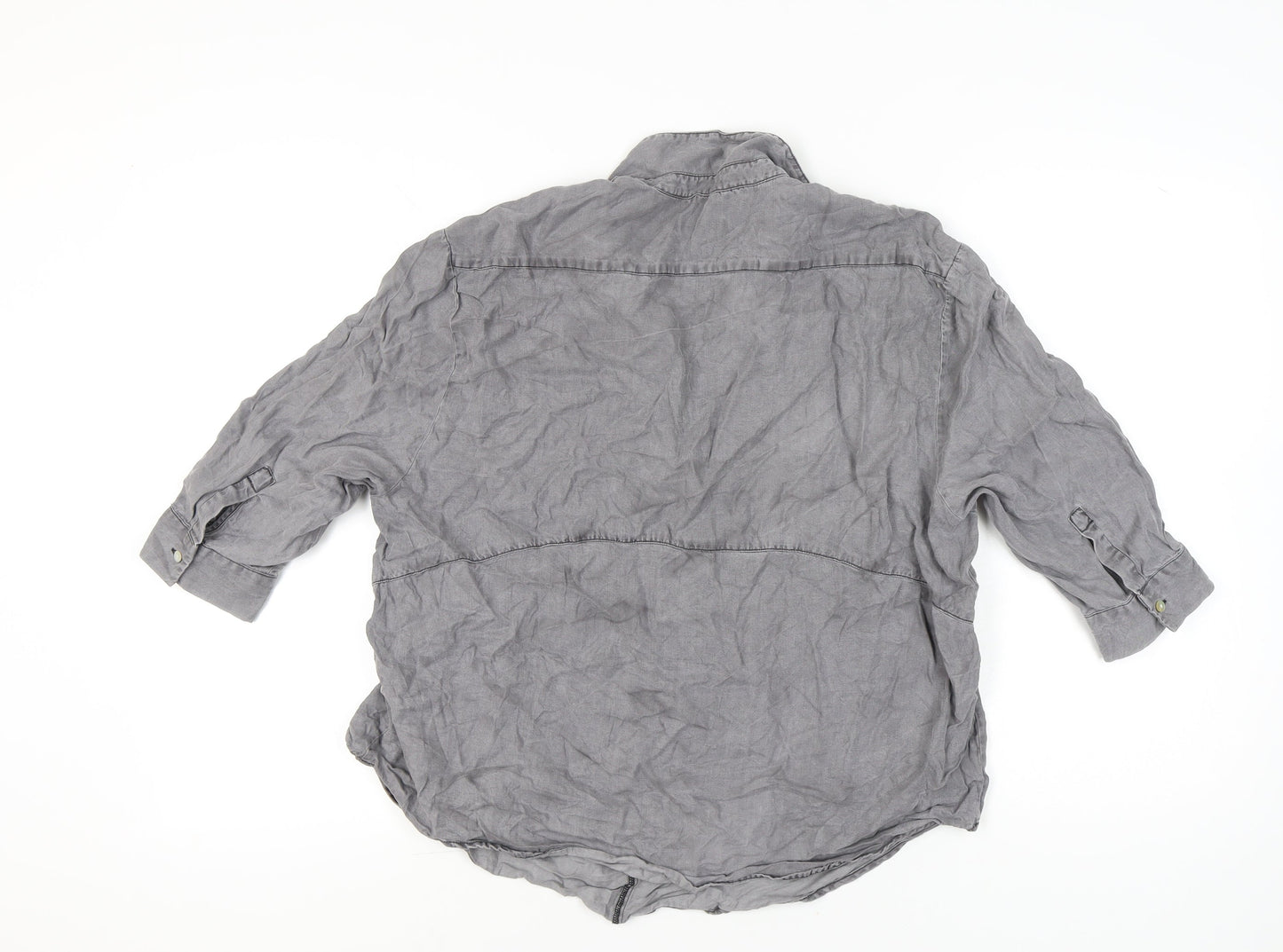 Womens UK Size XL Zara Grey Basic Button-Up