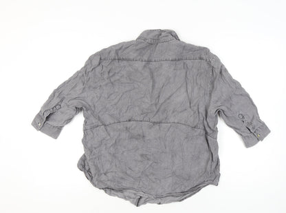 Womens UK Size XL Zara Grey Basic Button-Up