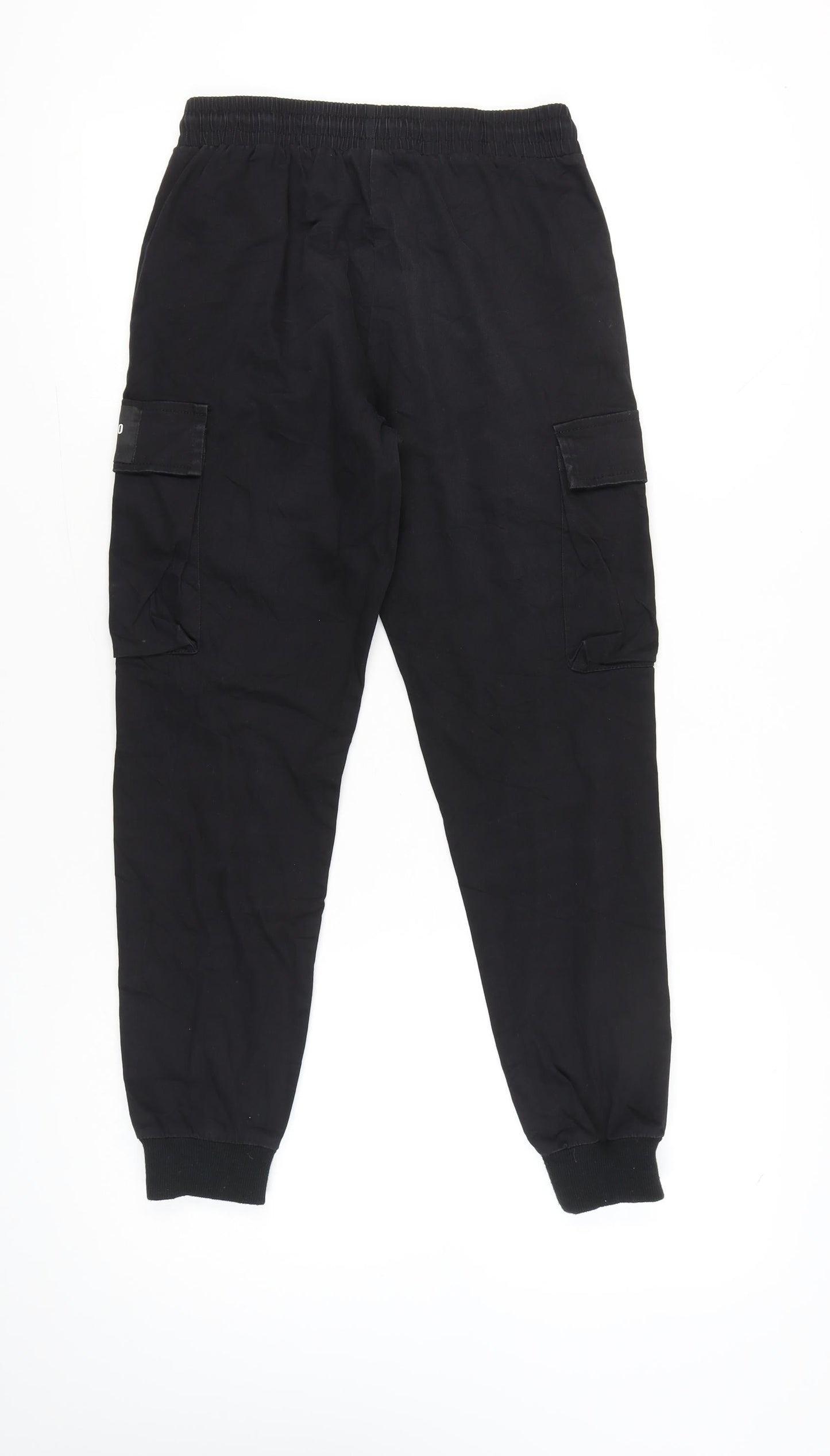 IL Sarto Boys Black Cargo Jogger Trousers 28in Waist Cotton Blend